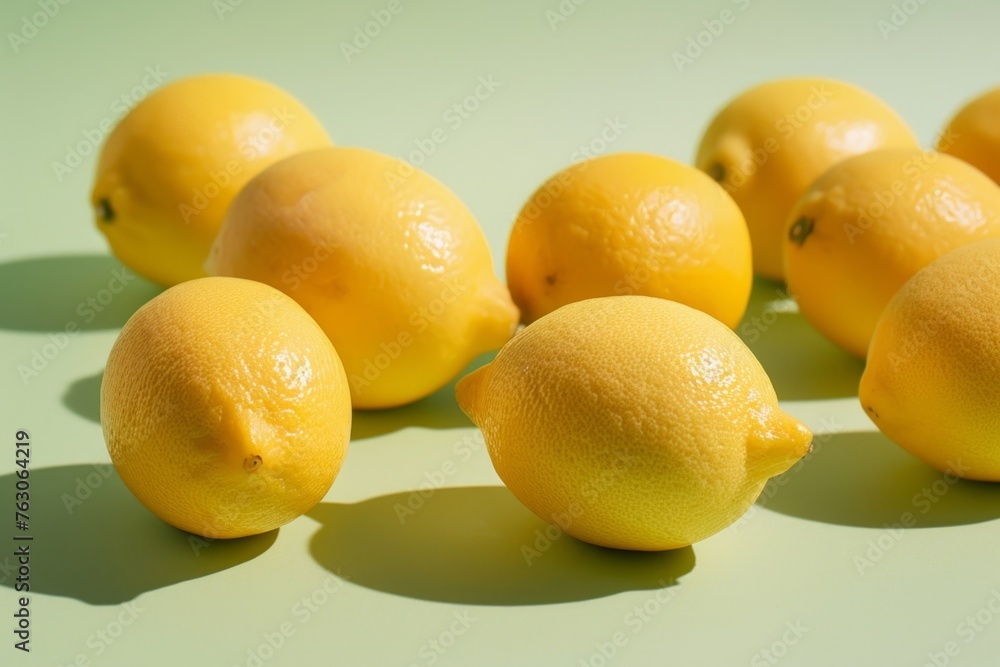 Group of small and large lemons on gradient background with shadow Group of small and large lemons on gradient background with shadow