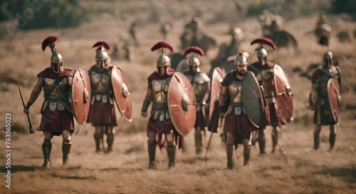 Roman soldiers in combat. photo
