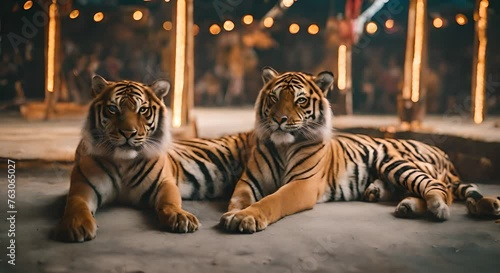 Tigers in a circus. photo