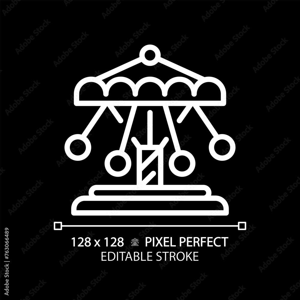 Swinging chain carousel pixel perfect white linear icon for dark theme ...