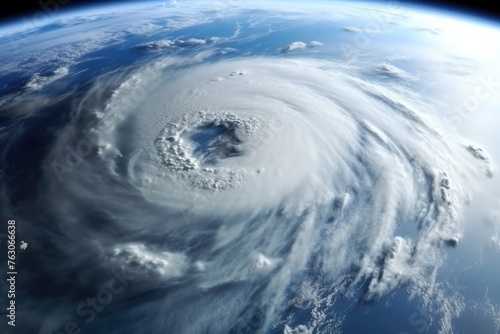 An impressive satellite view of a massive hurricane over the Earth, illustrating the power of nature.