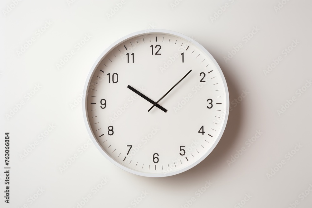 A minimalist wall clock with a clean design isolated on a white background, indicating time concept. Simple Wall Clock Isolated on White Background A minimalist wall clock with a clean design isolated on a white background, indicating time concept. Simple Wall Clock Isolated on White Background