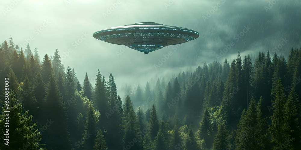 Unidentified flying object. UFO flying over Unidentified flying object. UFO flying over