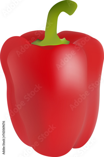 a red pepper with a green stem realistic vector illustration photo