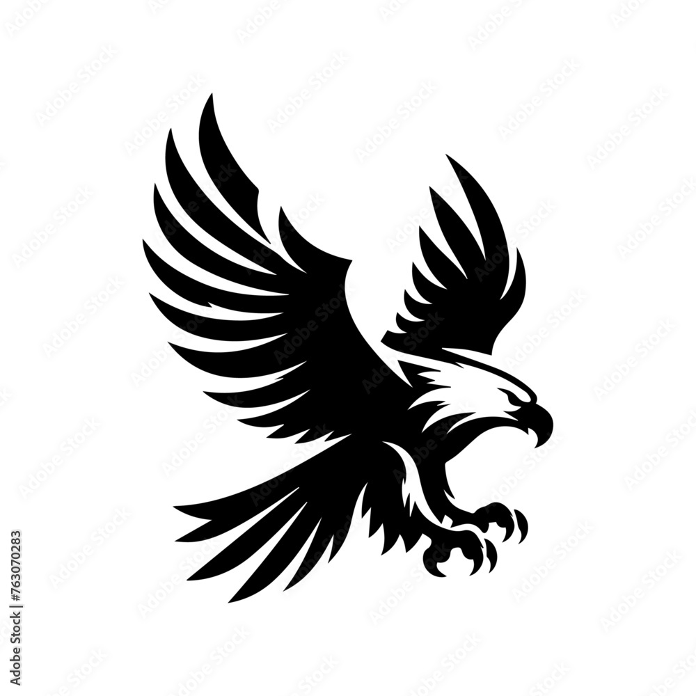a black silhouette of an eagle on a white background