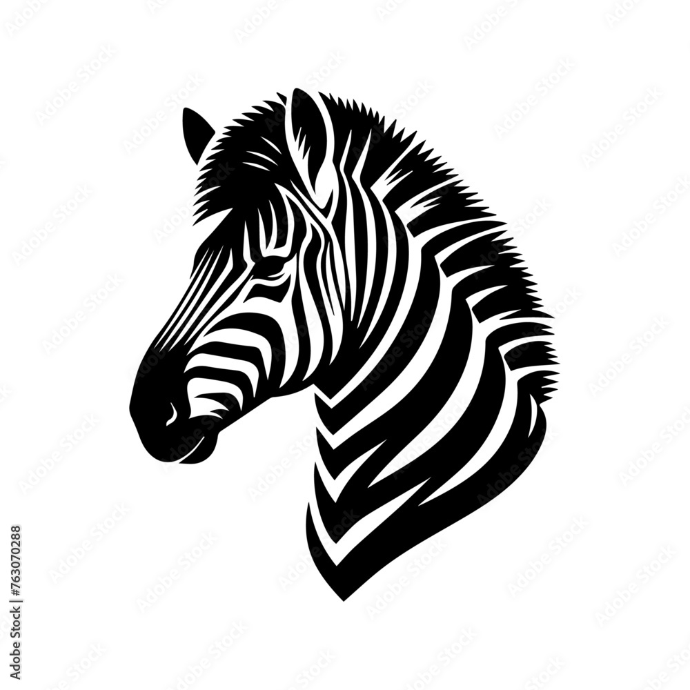 a black silhouette of a zebra on a white background