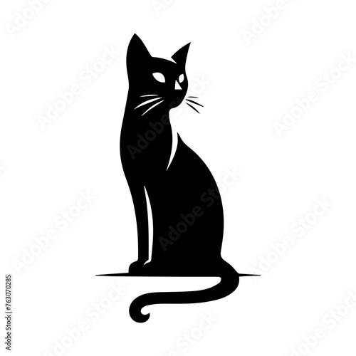 a black silhouette of a cat on a white background