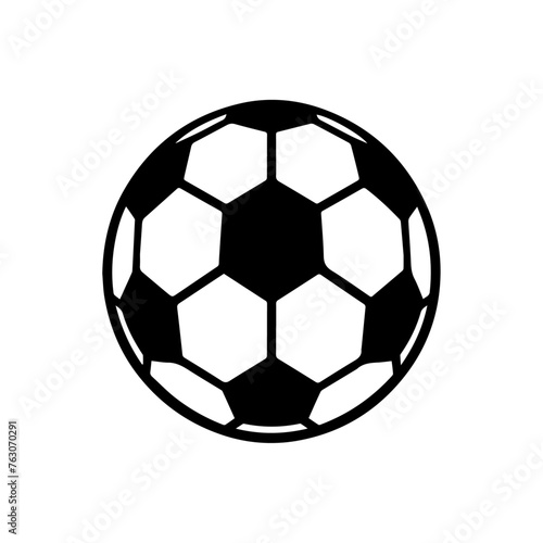 a black silhouette of a classic soccer ball on a white background