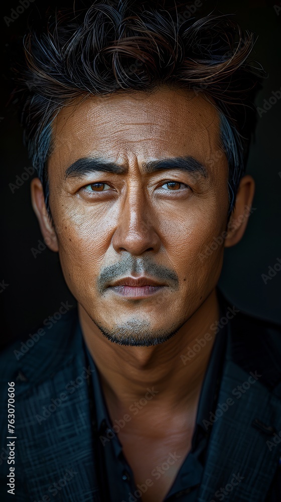 A middle-aged Asian architect, in a minimalist, modern suit, reflecting precision and design in every line A middle-aged Asian architect, in a minimalist, modern suit, reflecting precision and design in every line