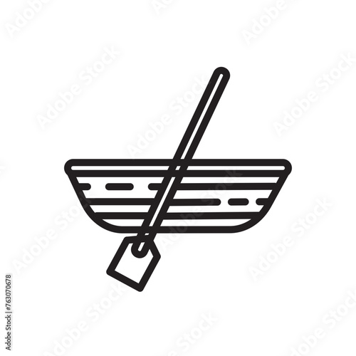 boat line oar line icon