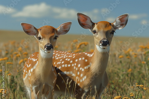 Spotted Deer in a Field: A Generative AI Illustration photo