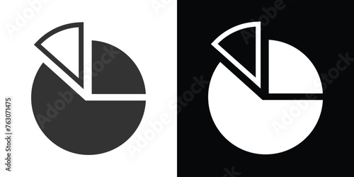 pie chart icon on black and white