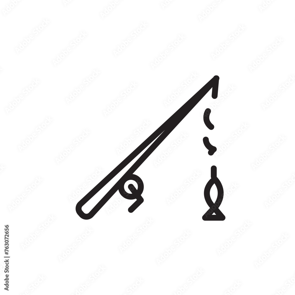 fish fishing rod line icon fish fishing rod line icon