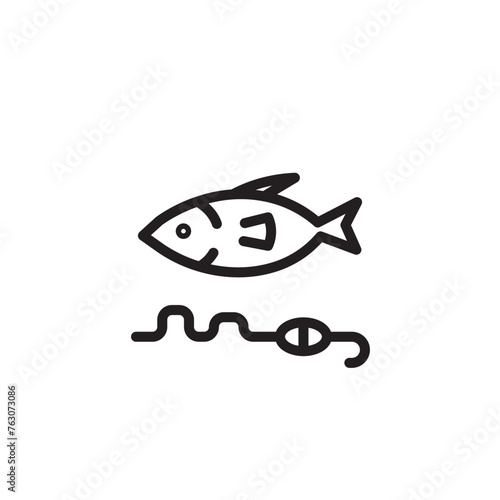 fishing hook fish line icon