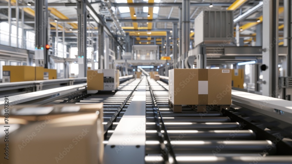 Automated Warehouse Interior, Ideal for Logistics and Supply Chain Management