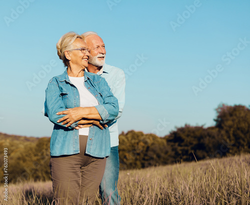 woman man outdoor senior couple happy lifestyle retirement together smiling love old nature mature
