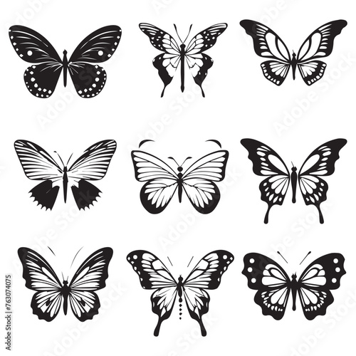 Butterflies set isolated on a white background. Vector illustration. © Mahmud Creative