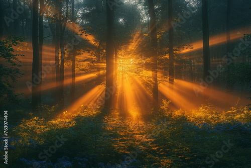 Sunlight Streams Through Forest  A Generative AI Landscape