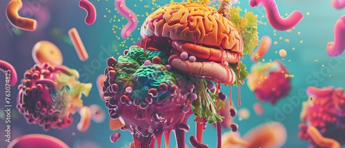 Delve into the surreal world of nutrition with a thoughtprovoking 2D illustration highlighting the impact of protein on the human body