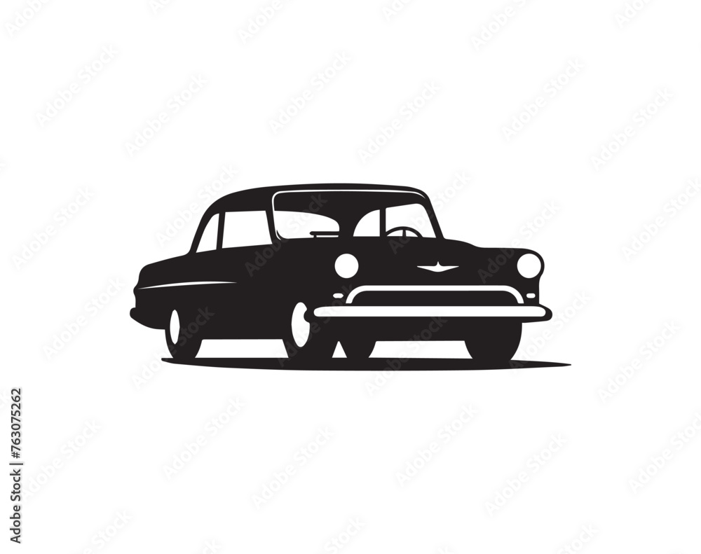 Vintage american car logo design. Retro car vector illustration.