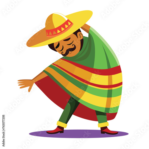 Mexican man in sombrero and poncho vector illustration graphic design. Cinco De Mayo.