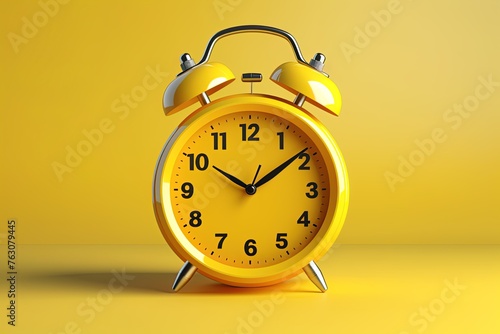 Alarm clock against yellow background. Ai generative