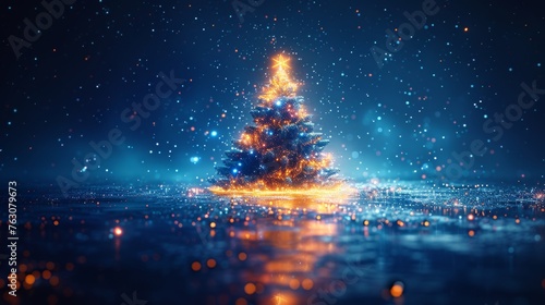 For a New Year greetings card, a digital tree is lit up. For a Christmas gritting card, the digital tree is in the shape of a tree.