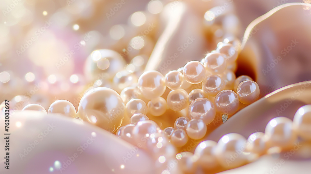 A close up of a bunch of pearls on a white background A close up of a bunch of pearls on a white background