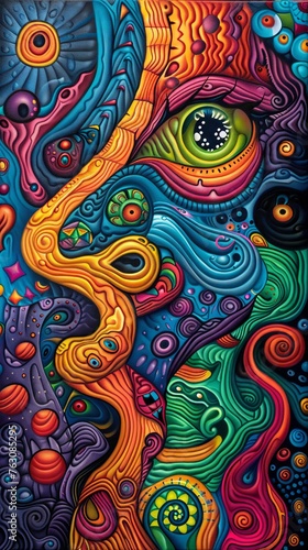 a fusion of colorful doodle and Latin American art styles, creating a unique, vibrant tapestry high resolution