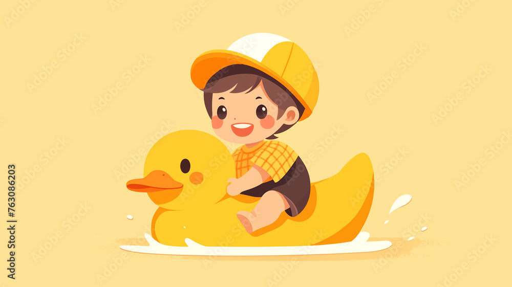 Hand drawn cartoon children's day illustration of a child riding a ...