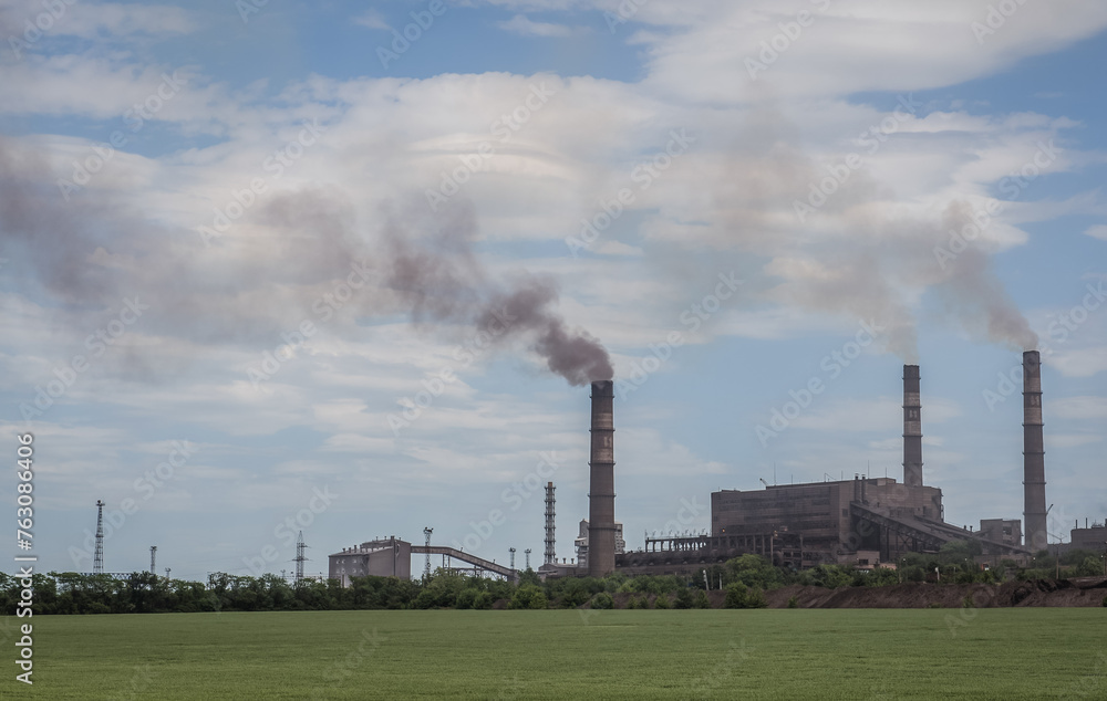 Metallurgical Combine factory in Mariupol city during Russo-Ukrainian War in Donbas region, Ukraine Metallurgical Combine factory in Mariupol city during Russo-Ukrainian War in Donbas region, Ukraine