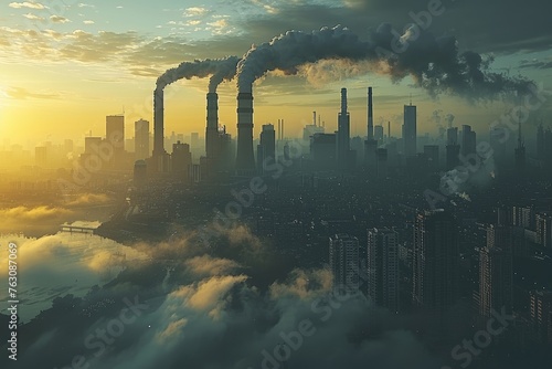 Air pollution from industries process professional photography photo
