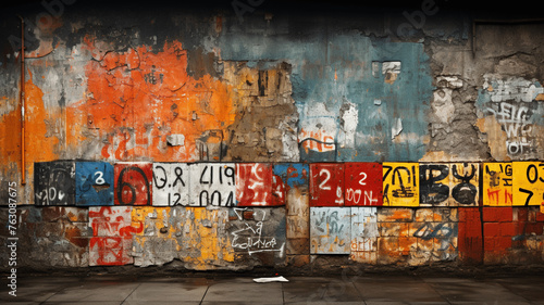 Urban Industrial Concrete Wall with Graffiti Art  Modern Street Art Background. Generative AI