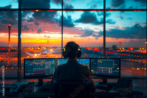 Flight Control: Inside the Airport Tower - A glimpse into the world of air traffic controllers managing departures and arrivals with precision and technology.