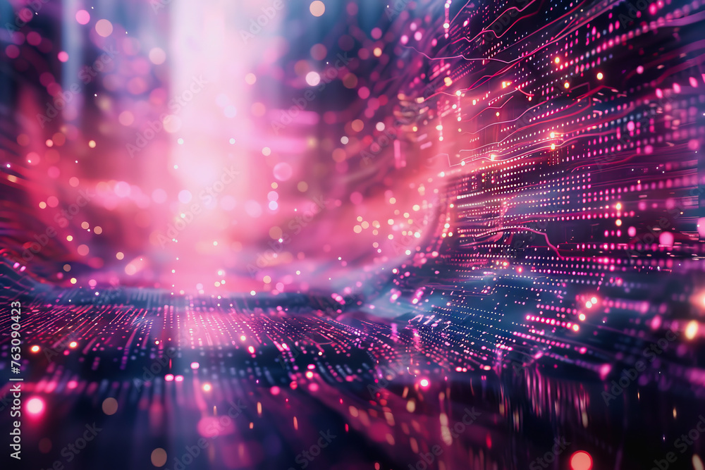 Obraz premium cyber security futuristic, dynamic data stream digital binary big data, and blockchain transactions 