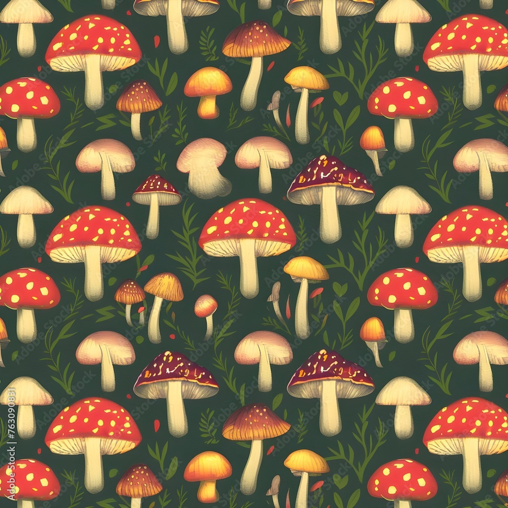 seamless pattern with mushrooms