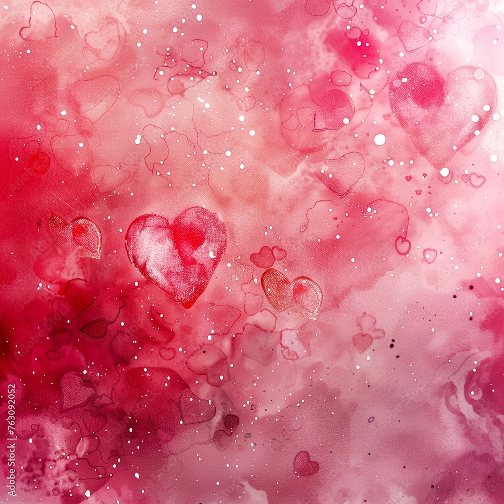 watercolor pink background with streaks and hearts