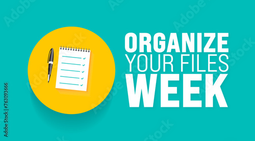 April is Organize Your Files Week background template. Holiday concept. use to background, banner, placard, card, and poster design template with text inscription and standard color. vector