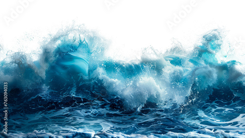 Curling blue ocean wave on transparent background - stock png. photo