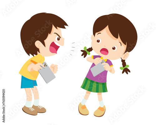 angry kid addicted mobile phone