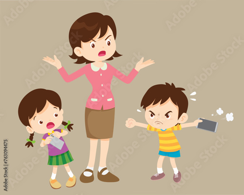 angry kid addicted mobile phone