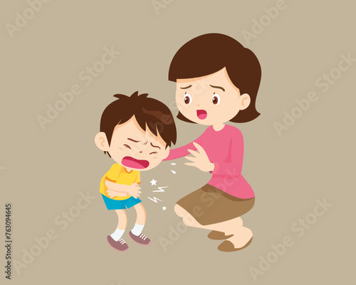 Comforting sad children with parent