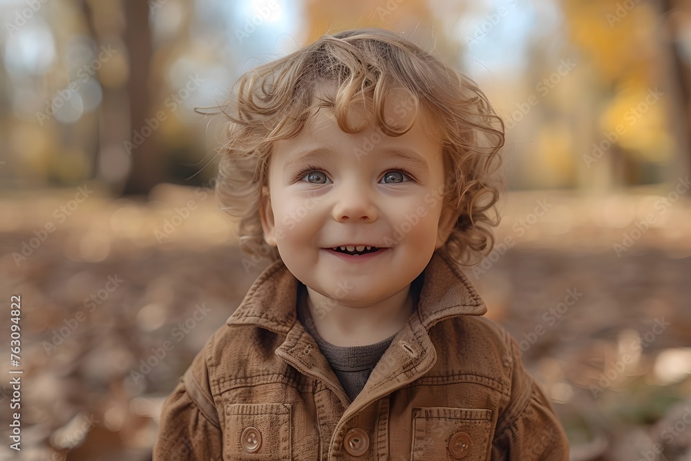Little Boy Standing in Leaves Little Boy Standing in Leaves