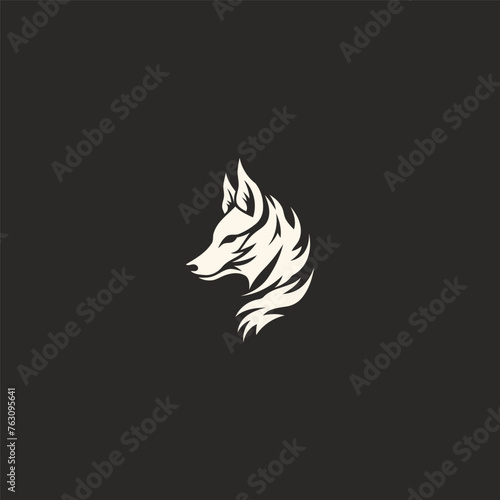 Wolf head flat logo design vector template