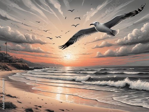 seagulls on the beach © funny