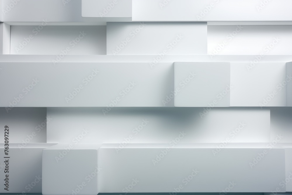 The white wall is adorned with a multitude of white rectangular blocks, creating a clean and minimalist aesthetic. Each block is arranged in a repetitive pattern, enhancing the overall visual appeal The white wall is adorned with a multitude of white rectangular blocks, creating a clean and minimalist aesthetic. Each block is arranged in a repetitive pattern, enhancing the overall visual appeal