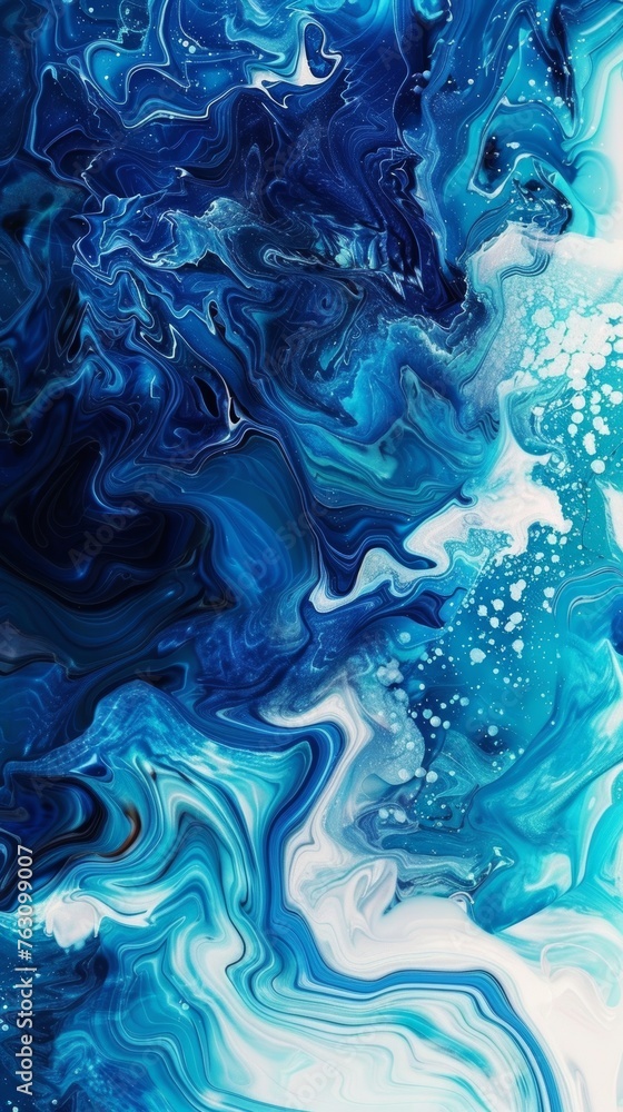 Obraz premium Abstract blue and white fluid art