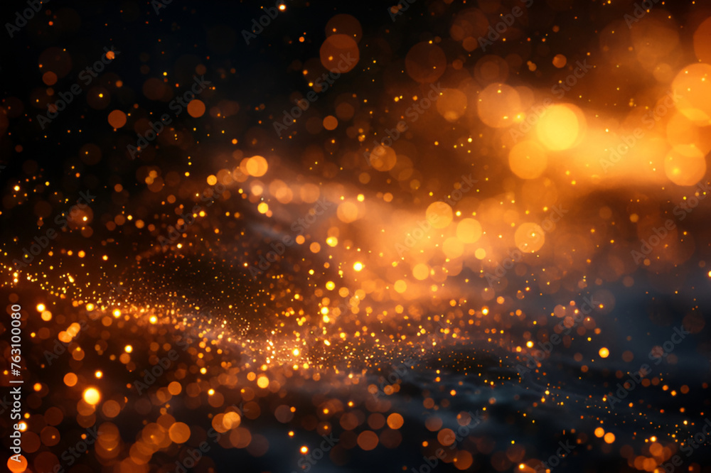 Gold and black bokeh background , copy space