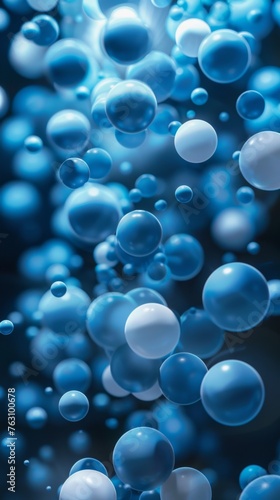 Abstract blue spheres with bokeh effect