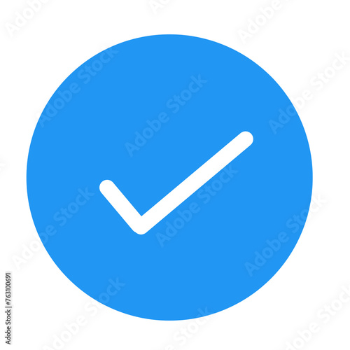 check mark icon button, tick mark, correct blue icon 